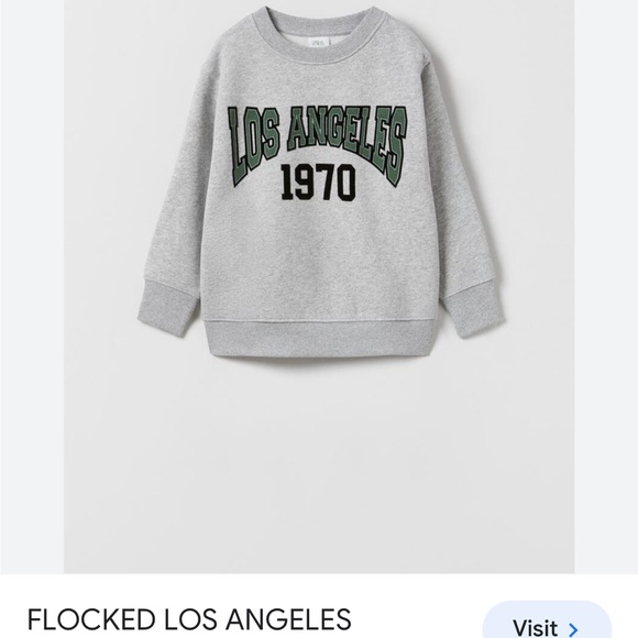 ❌ SOLD ❌  Boys Zara Los Angeles sweatshirt sz 7 - Picture 4 of 5